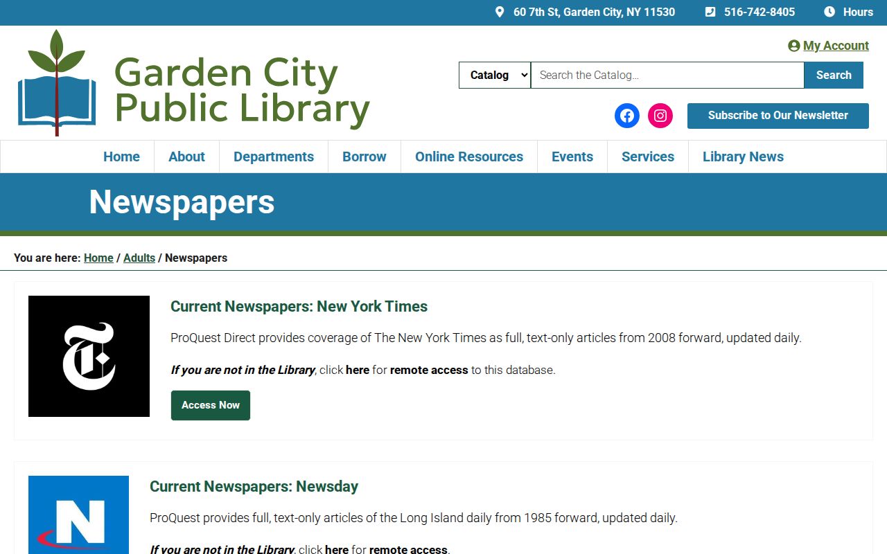 Garden City previous residents newspaper and archive research